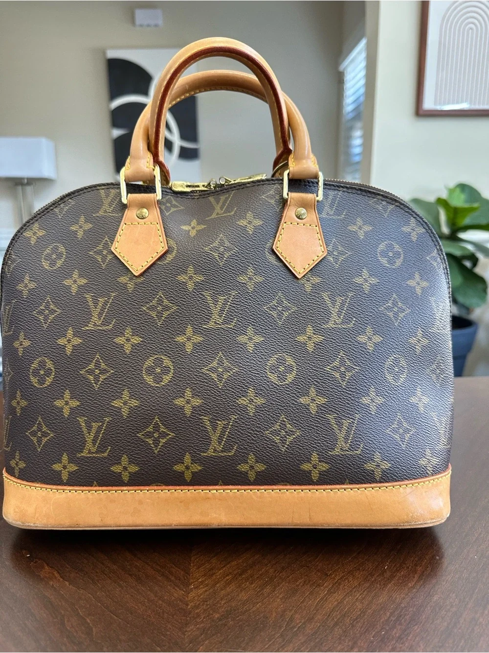 Louis Vuitton Monogram Alma PM Handbag in Brown and Tan